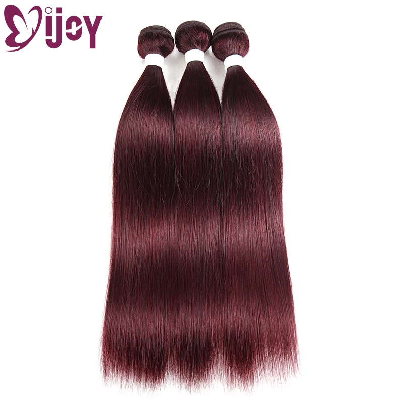 99J/Burgundy Human Hair Weave Bundles 8-26 Inch Pre-colored Brazilian Straight Human Hair Weave Non-Remy Extensions IJOY