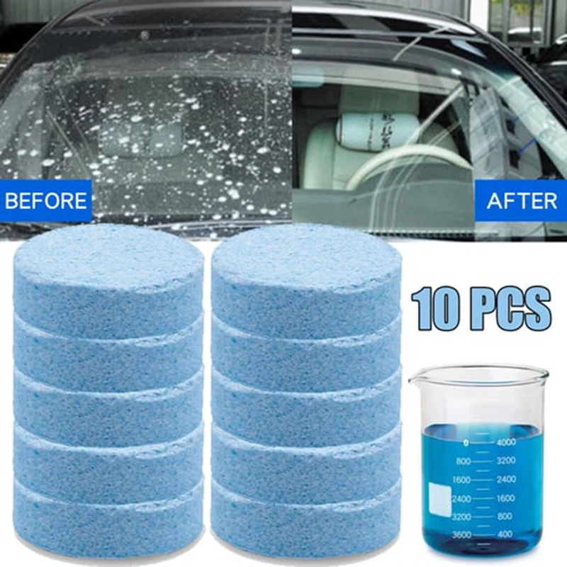 10Pcs/1Set Car Wiper Detergent Effervescent Tablets Washer Auto Windshield Cleaner Glass Wash Cleaning Tablets Blue