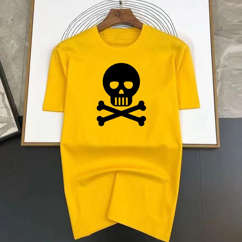 Men's Oversized Skull Print Cotton T-shirt For Summer Casual Wear_voghion.com