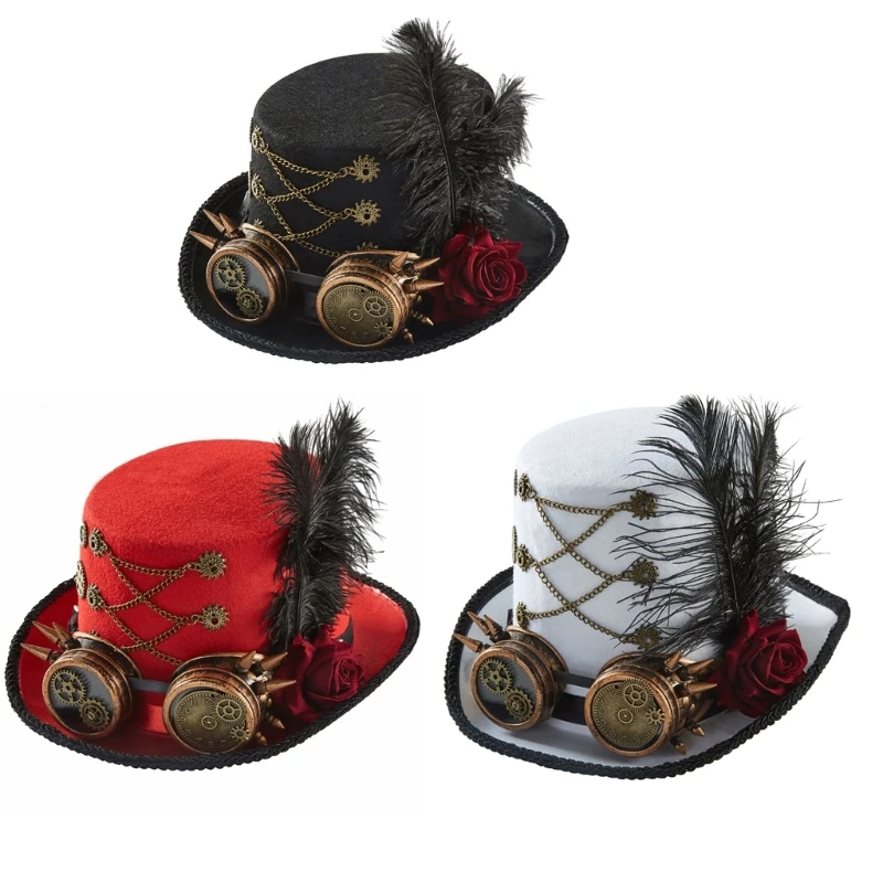 

Steampunk Hat Steampunk Top Hat For Men With Goggles Steampunk Time Hat drop shipping