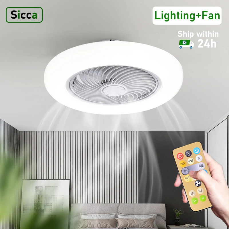 Ceiling Fans With Remote Control and Light 30W LED Lamp Fan Smart Silent Ceiling Fan For Sitting Room Bedroom E27 Converter Base lithium battery adapter for 14 4 19 2v lion dual usb converter led work light using 3 high brightness led lamp beads brand new