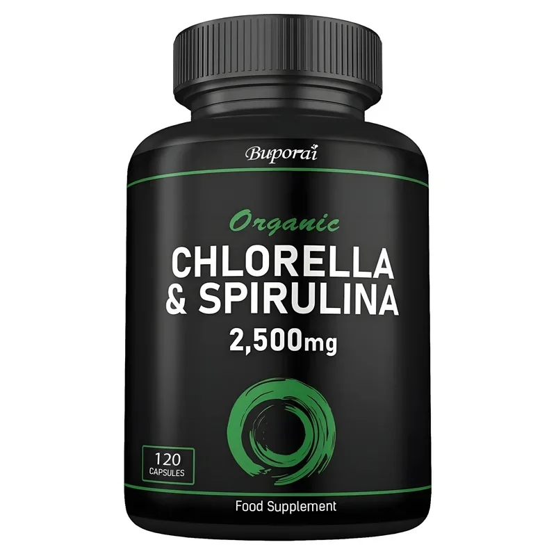כלורלה אורגנית וספירולינה 2500 מיליגרם - ניקוי, אנרגיה, עיכול ונגד חמצון חזק