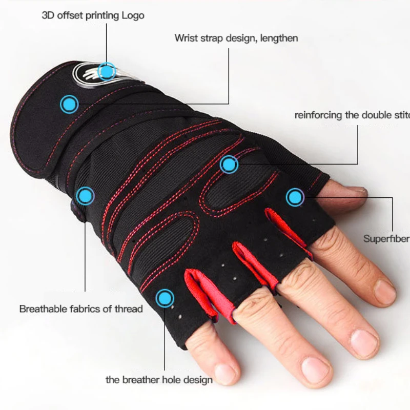 Sport Gloves Fitness Half Finger Men And Women Wrist Guard Dumbbell Riding Non Slip Horizontal Bar Exercise Training