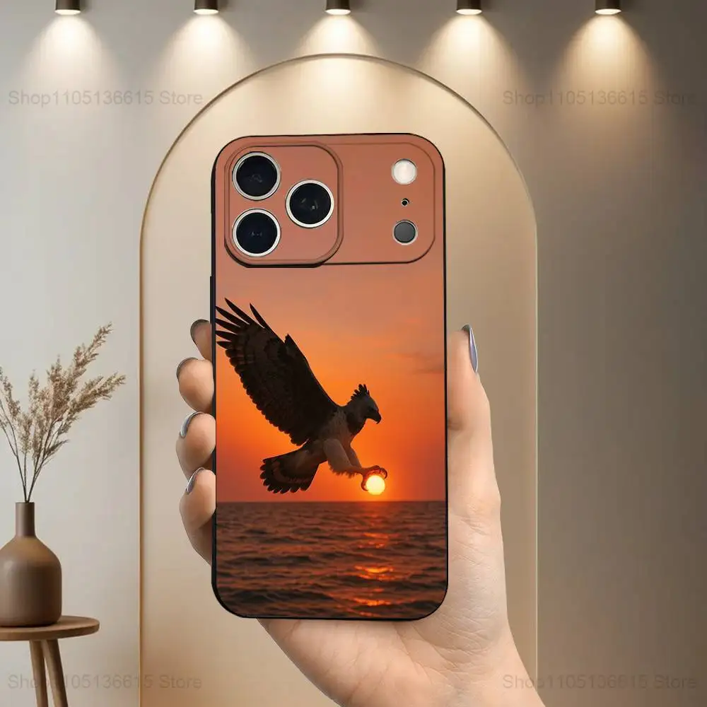 Sleek Black Eagle Design Soft Silicone Phone Case