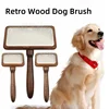 Dog Comb Retro Wood Dog Brush Pet Hair Remover Massage Cat Brush Pet Grooming Stainless Steel Combs for Cats Hair Knot Opening