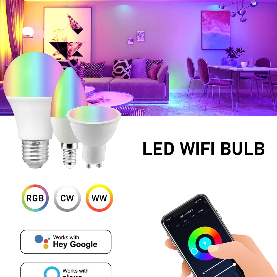 1-10PCS GU10 LED Rgb Smart Light Bulb Dimmable Gu10 6W Sfc39d5e486d945dbb1b107dc6294fd99x