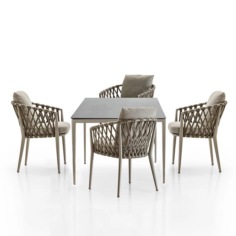 Nordic Outdoor Table And Chair Set Leisure Rattan Waterproof Garden Open-Air Cafe Furniture Set
