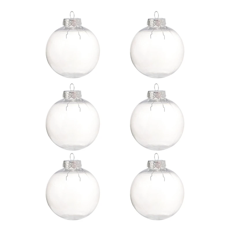 

6Pcs/lot High Clear Christmas Ball Set 8/10/6cm Removable Metal Hangers Cover
