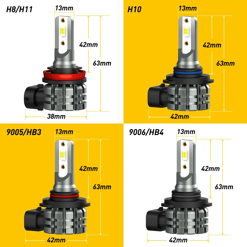 Led Headlight H4auxito H3 Led Headlight Bulbs 6500k White Yellow 12v Mini  Fog Light