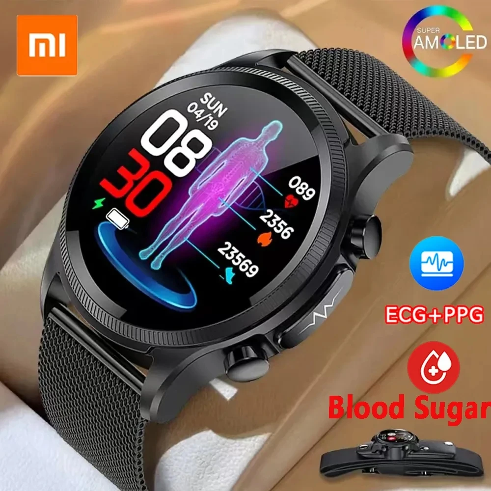 Xiaomi New Blood Sugar Smart Watch Men Blood Glucomio Pressione Temperatura Corporea Frequenza Cardiaca Ecg + Ppg Monitoraggio S