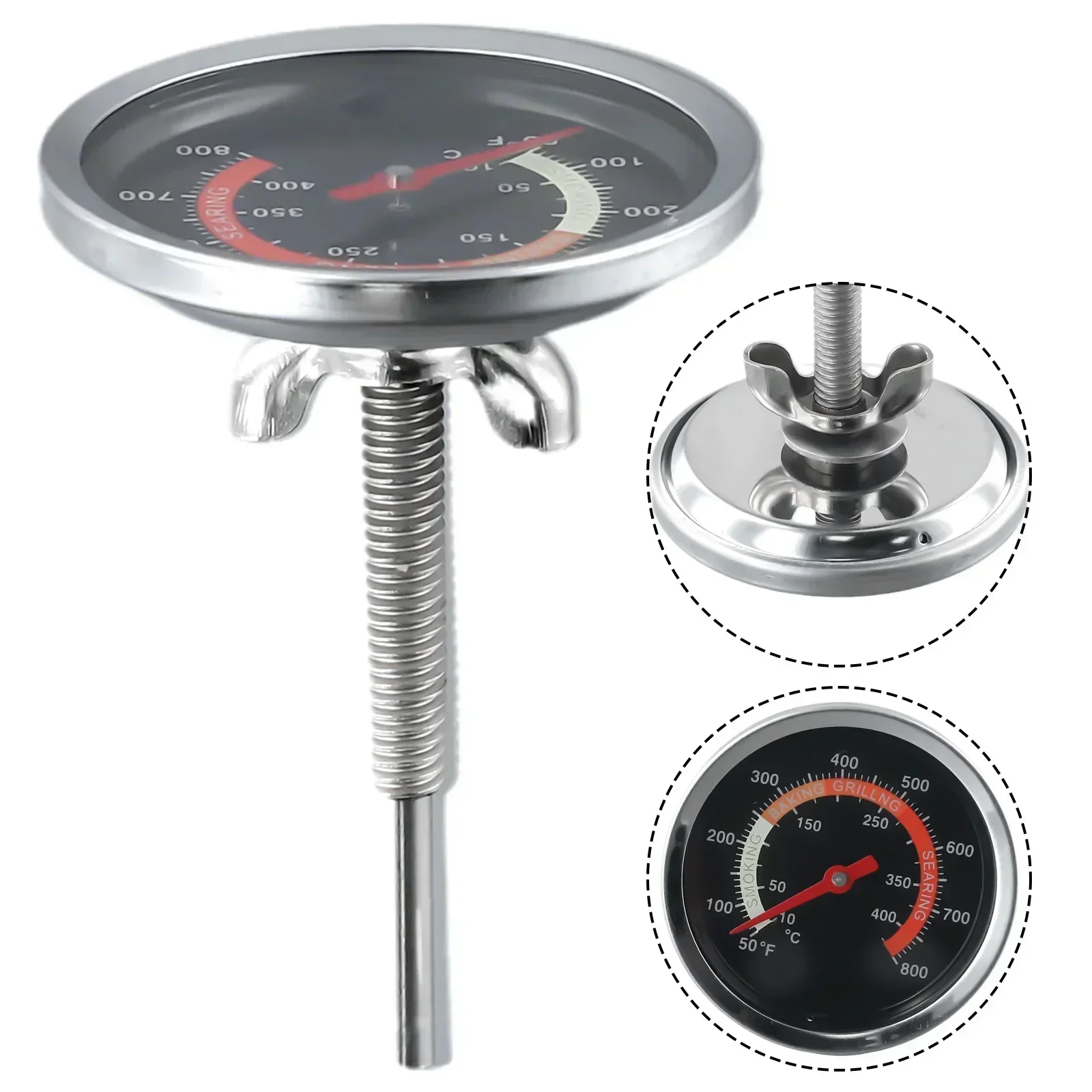 BBQ Thermometer Temperature 10~400℃ 50℉~800 ℉ Stainless Steel Accessories