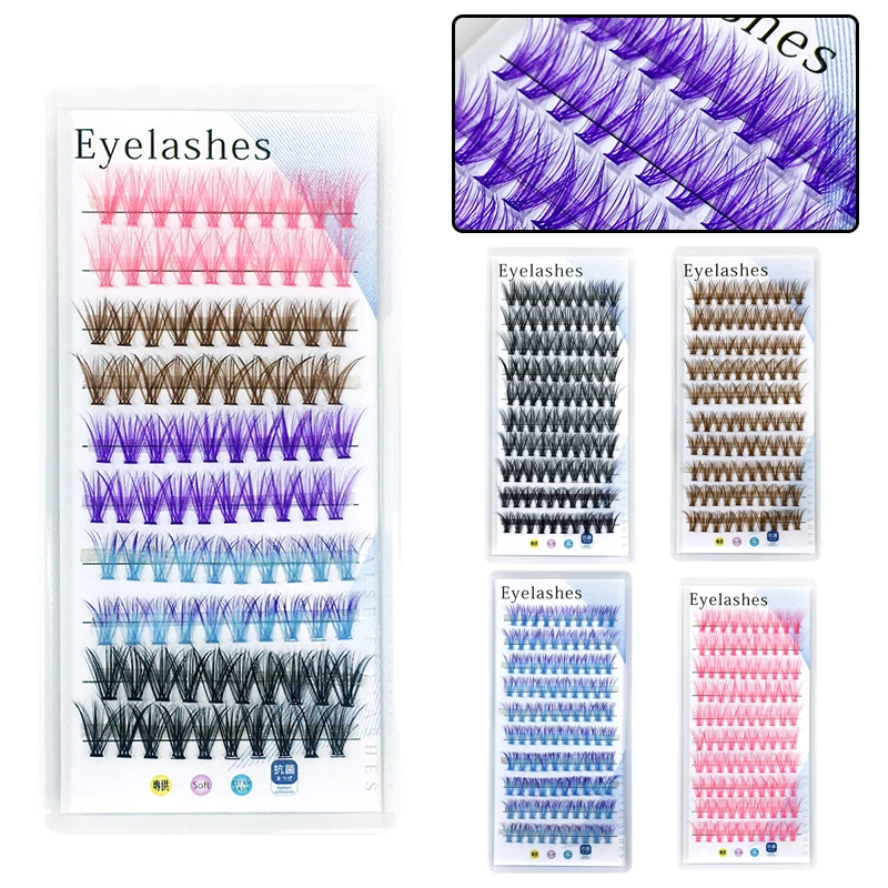 

Cluster Colorful Individual Lashes Professional Makeup Grafting False Eyelashes For Colorful Eyelash Extensions Lash Cilios
