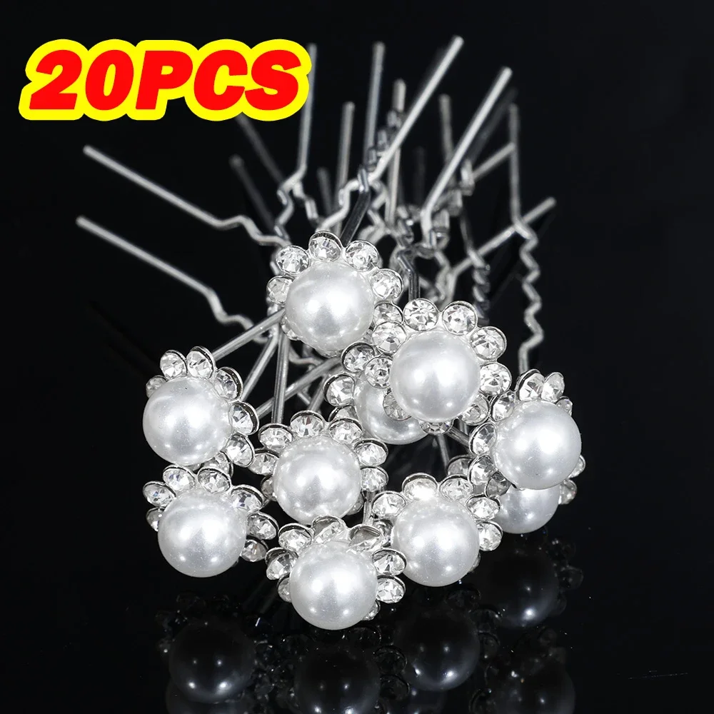 2x Hochzeit Haarspangen Mit Strass & 20 Schwarzen Haarnadeln – Silberfarben, Blumen-Design, Für Braut & Brautjungfern