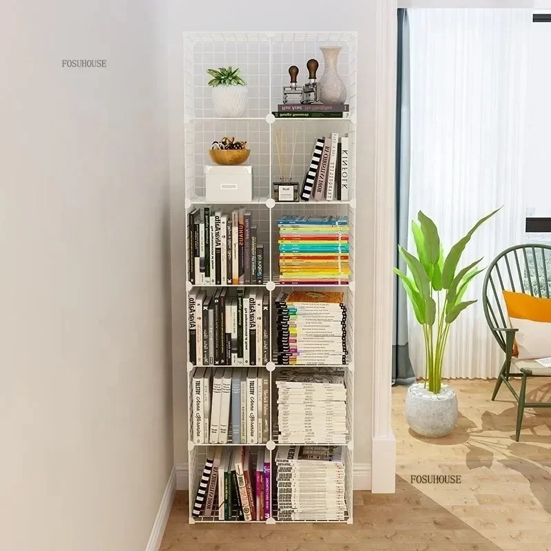 High Quality Metal Cube Living Room Bookcase Bookshelf Grids Wire Display Storage Rack Stand Steel Living Room Furniture p
