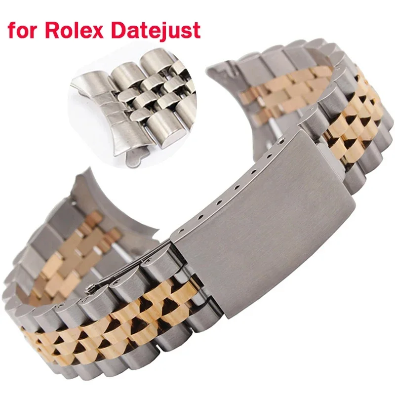 Cinturino In Acciaio Inossidabile Per Rolex Datejust Cinturino Di Lusso Con Estremità Curva Uomo Donna Per Bracciale Jubilee 13/17/18/19/20/21/22Mm