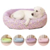 All Seasons Soft Medium Dog Bed House Flower Cute Small Cat Sofa Bed Comfortable Elastic Medium Cat Nest Kennel Accessories
