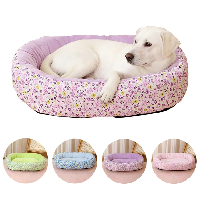 All Seasons Soft Medium Dog Bed House Flower Cute Small Cat Sofa Bed Comfortable Elastic Medium Cat Nest Kennel Accessories