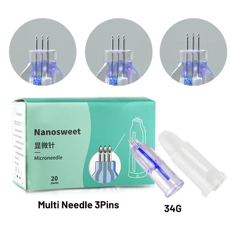 Nanosoft 3Pins Microneedle 34G 0.6/1.0/1.2/1.5 Single Disposable Neck Eyelid Care Tool Sterile Ultrafine Multi Needles