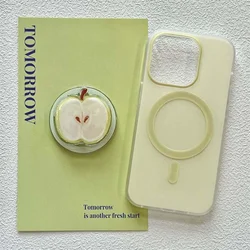 Cream Green Phone Case with Magnetic Green Apple Bracket for iPhone 12 Mini (SMT971 Color)