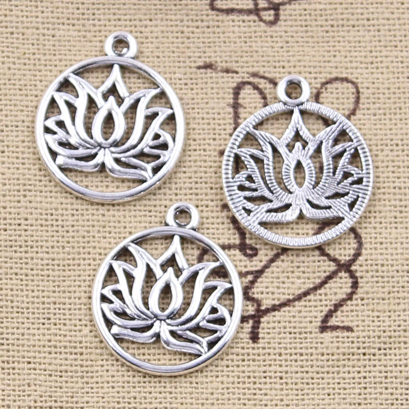 매력 요가 연꽃 22x19mm 골동품 실버 컬러 펜던트 DIYCrafts 만들기 결과 수제 티베트어 보석, 20 개