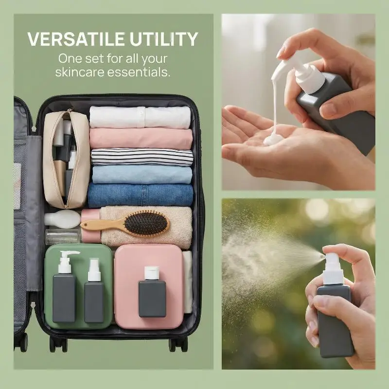 Leakproof Refillable Travel Toiletry Containers - Set of 4
