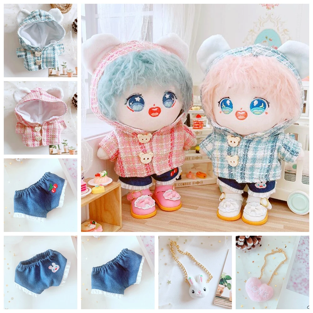 Doll Clothes Mini Animal Hoodies Bear Shape Button Bear Jacket+Jeans+Bag  20cm/14inch Cotton Stuffed Plush Toy Doll Accessories new fashion animal tiger hoodie printed men hoodies trouser suit casual hooded sweatshirt sweatpants tracksuits set men clothing