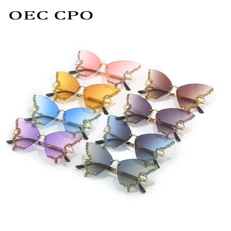 Lunettes De Soleil Papillon Strass - Forme Papillon, Lentilles UV400, Tendance Fête