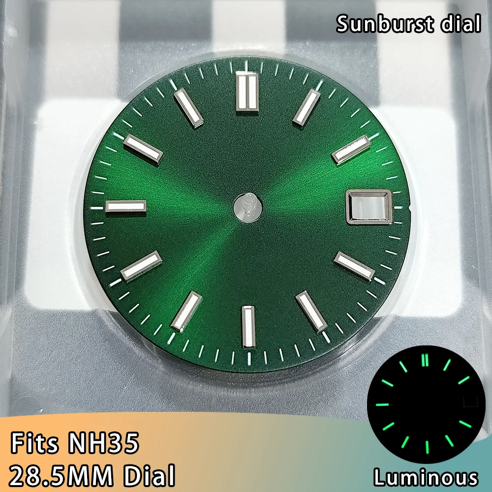 High-Quality 28.5mm Green Luminous Watch Dial
