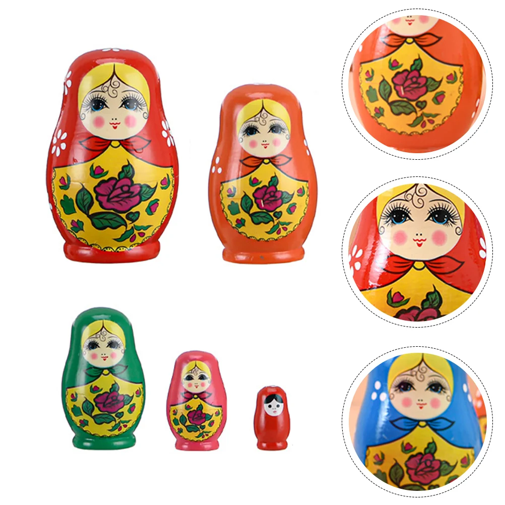 

1 Set of Russian Nesting Wooden Matryoshka Desk Ornament (Random Color)