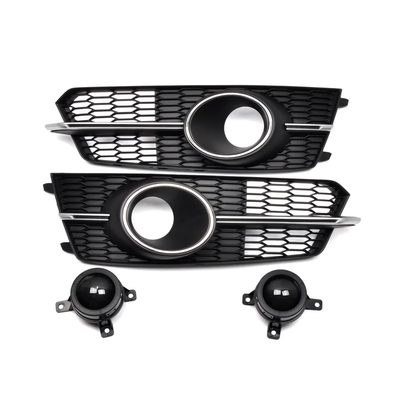 DECHO A pair For Audi A6 S6 Bumper Fog Lamp Grille Car Front Mesh Racing Grille With ACC