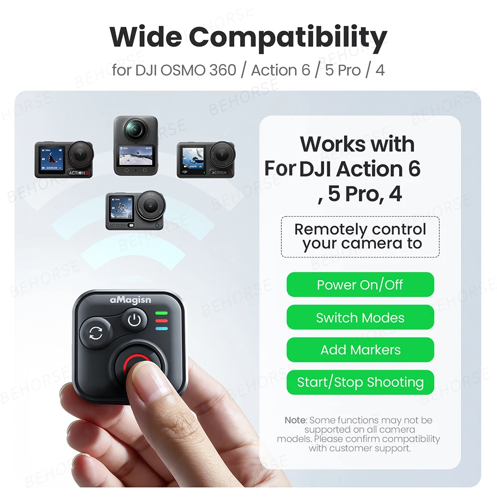 Bluetooth Remote Controllor For DJI Osmo 360/Action 6/5 Pro/4 50m Wireless Long Battery Life Remote Control Camera Accessories