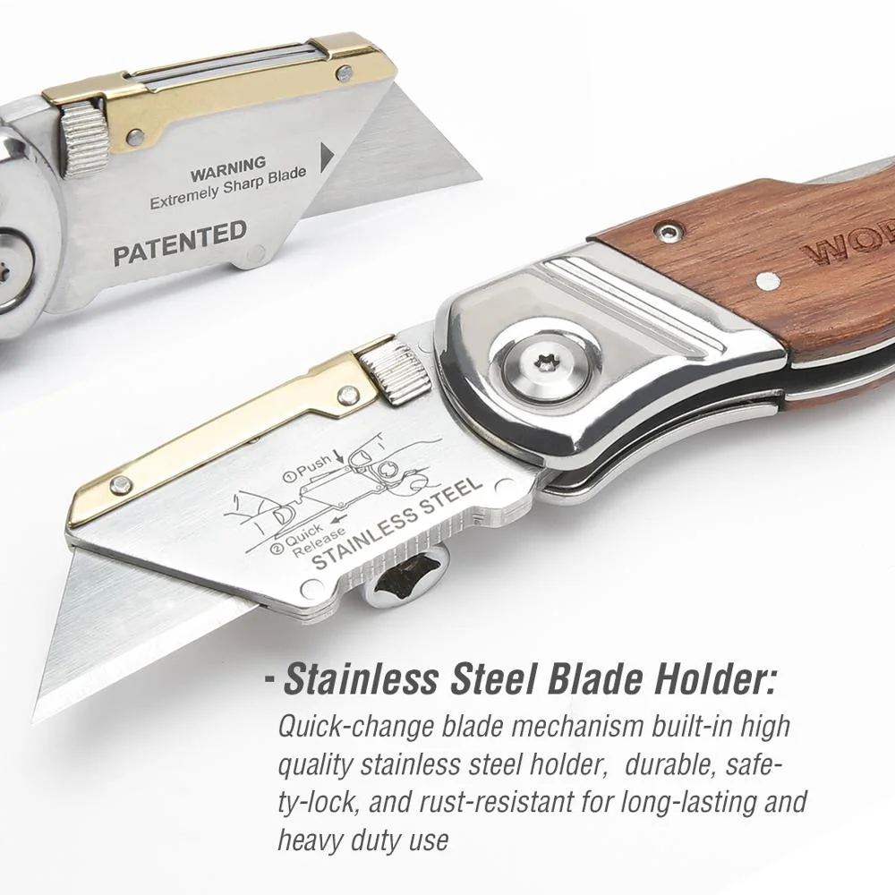 Utility Knife Folding Knife Pipe Cutter Pocket Knife Wood Handle 10PCS Blades cutting knife art knife