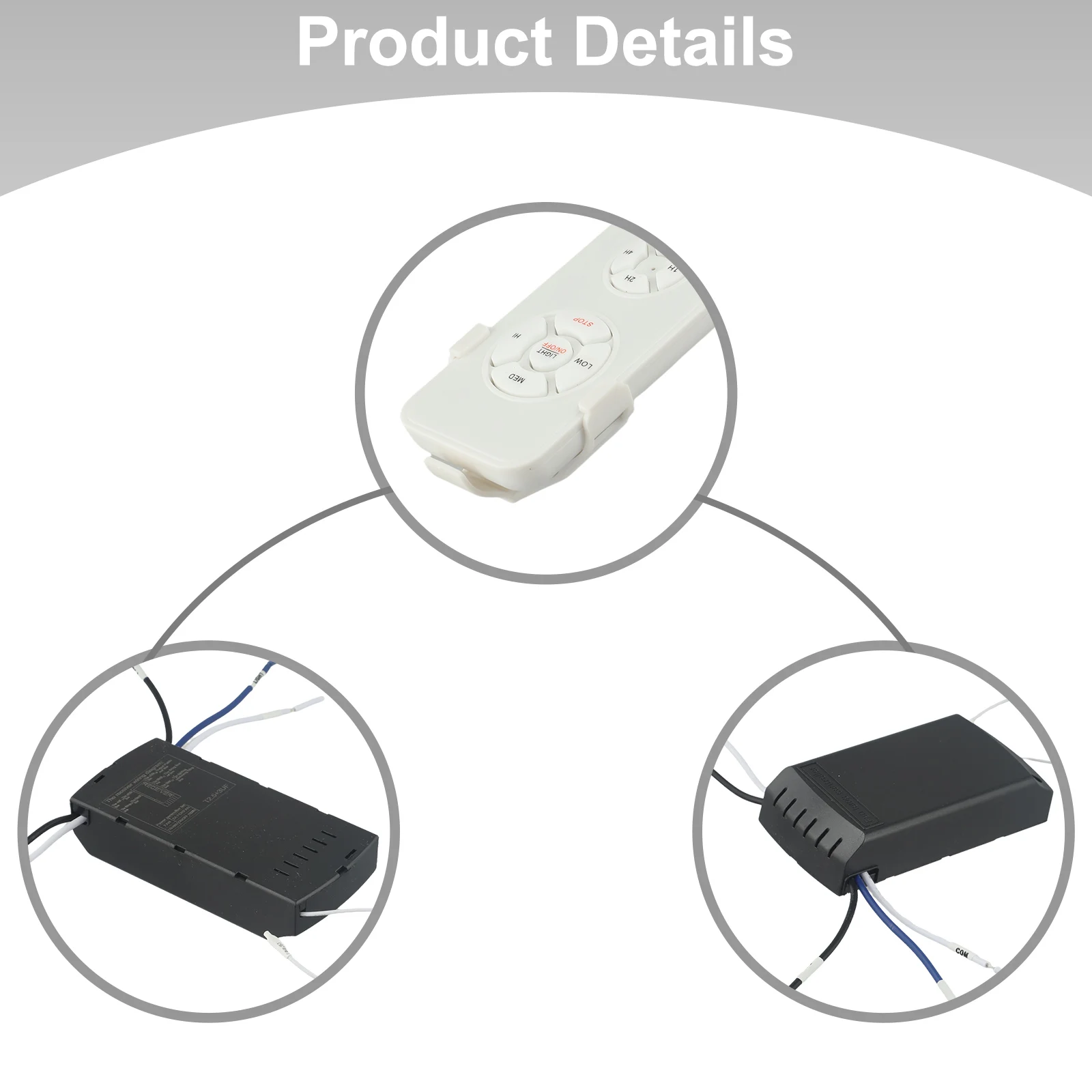 Wireless Ceiling Fan Remote Control Kit with Light Dimmer and Timer Functionality