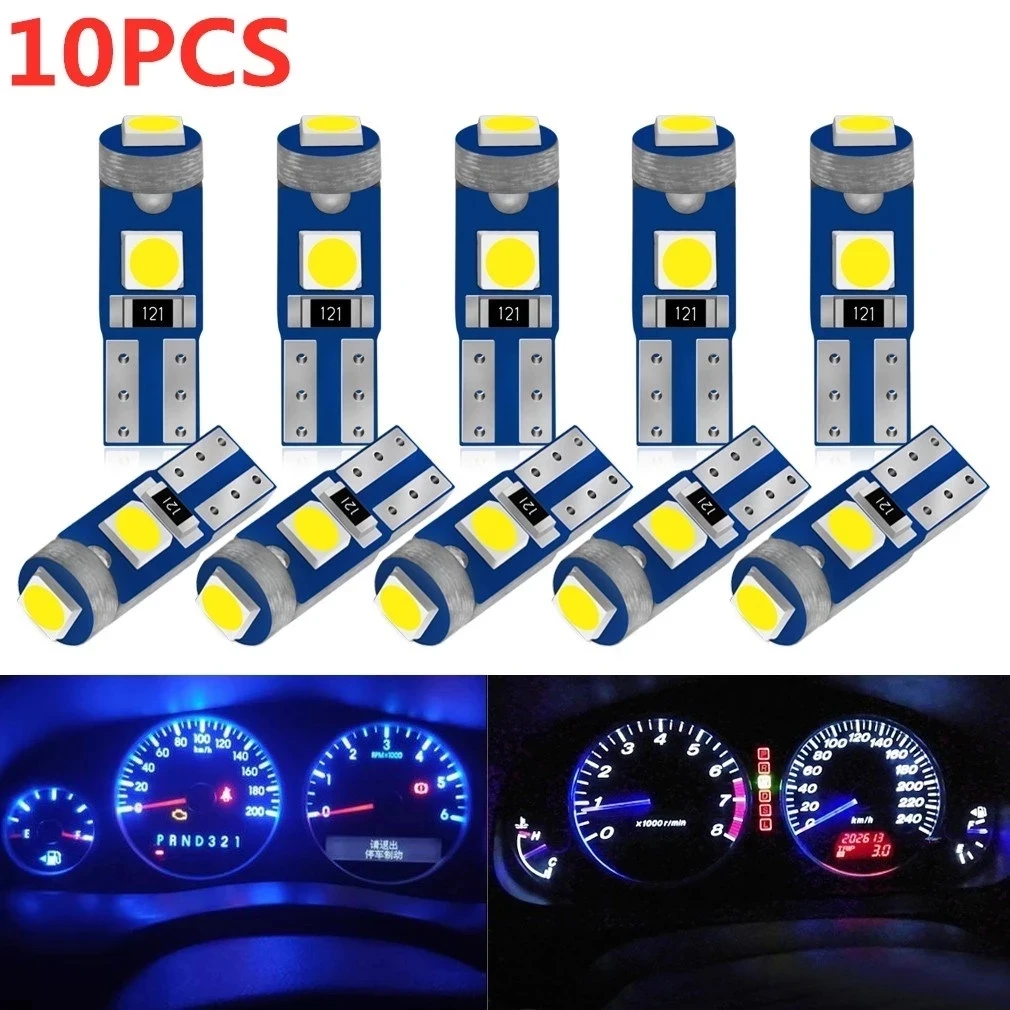 

10X T5 LED Bulb Car Instrument Lamp W3W W1.2W 12V Led Canbus Lights Dashboard Warming Lamp Indicator Wedge Car Interior Lights