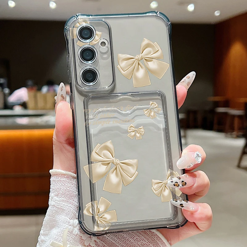 Bow Print Card Wallet Case with Soft Cover