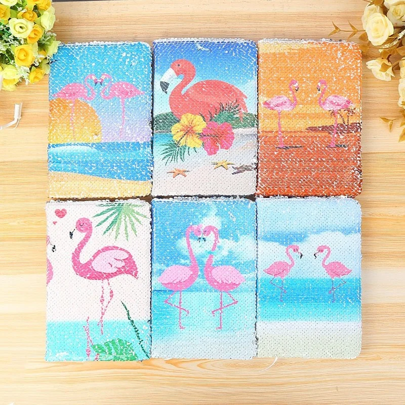 Creative stationery can be flipped Scale sequin notebooks Flamingo A5 girl diary school graduation commemorative gift