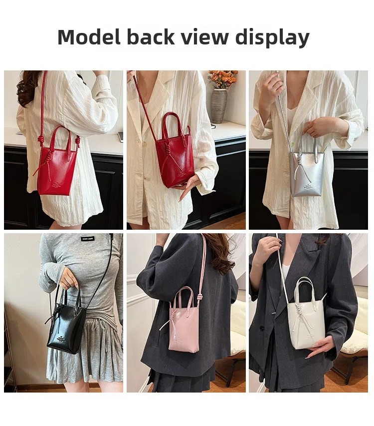 Mini PU Leather Crossbody Bag - Womens Korean Fashion Shoulder Handbag