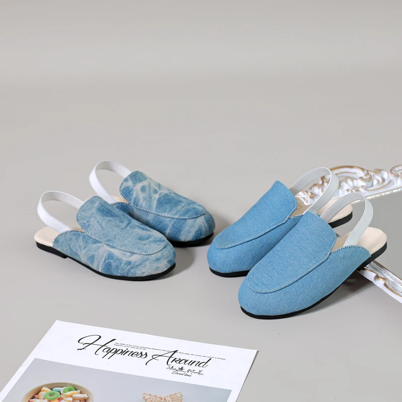

Kids Shoes Children Denim Outdoor Slides Baby Girls Soft Slippers Toddler Boys Blue Brand Flats Princess Slides For Summer New