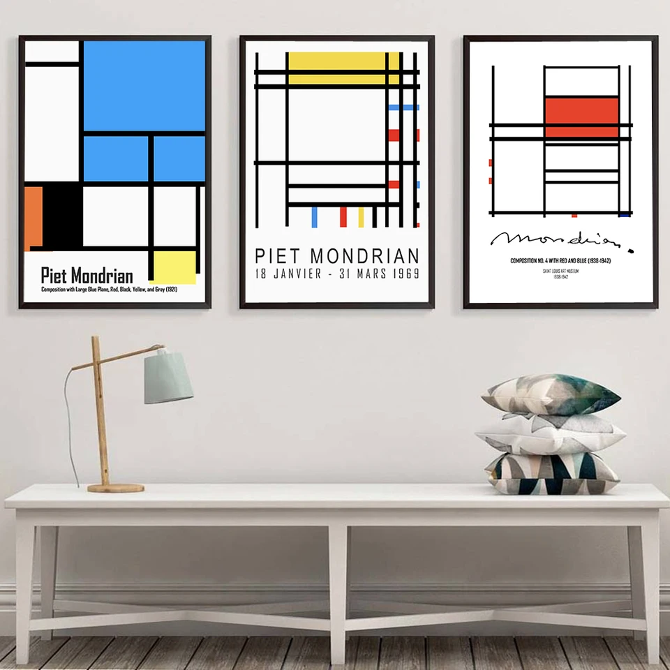Abstract Piet Mondrian Geometric Wall Art CanvasNordic Posters