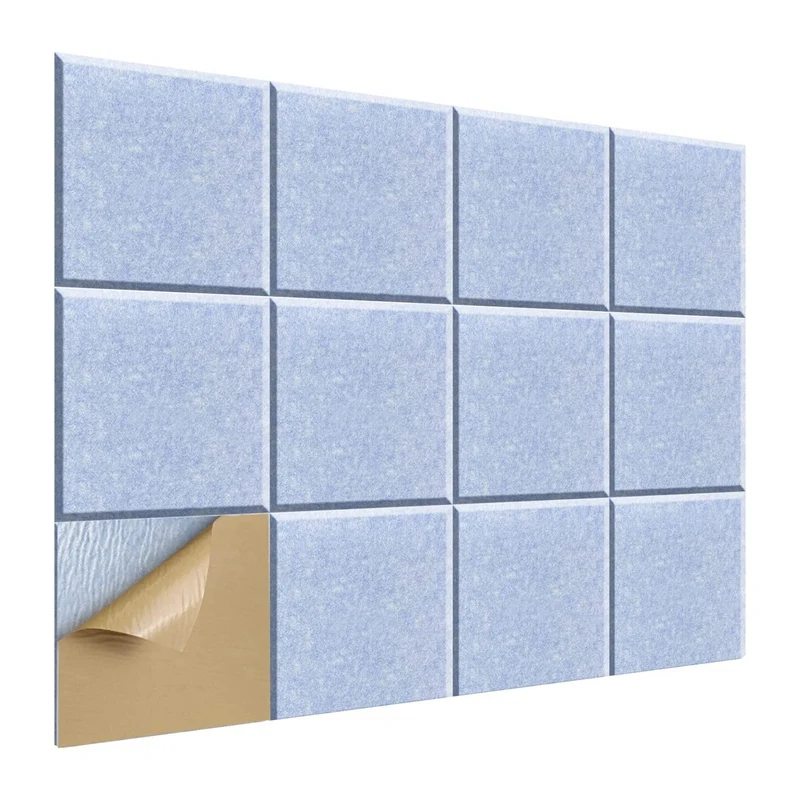 

Самоклеящиеся акустические панели, 12x12x0,4 дюйма, звукопоглощающие панели, для студии записи, офиса, дома