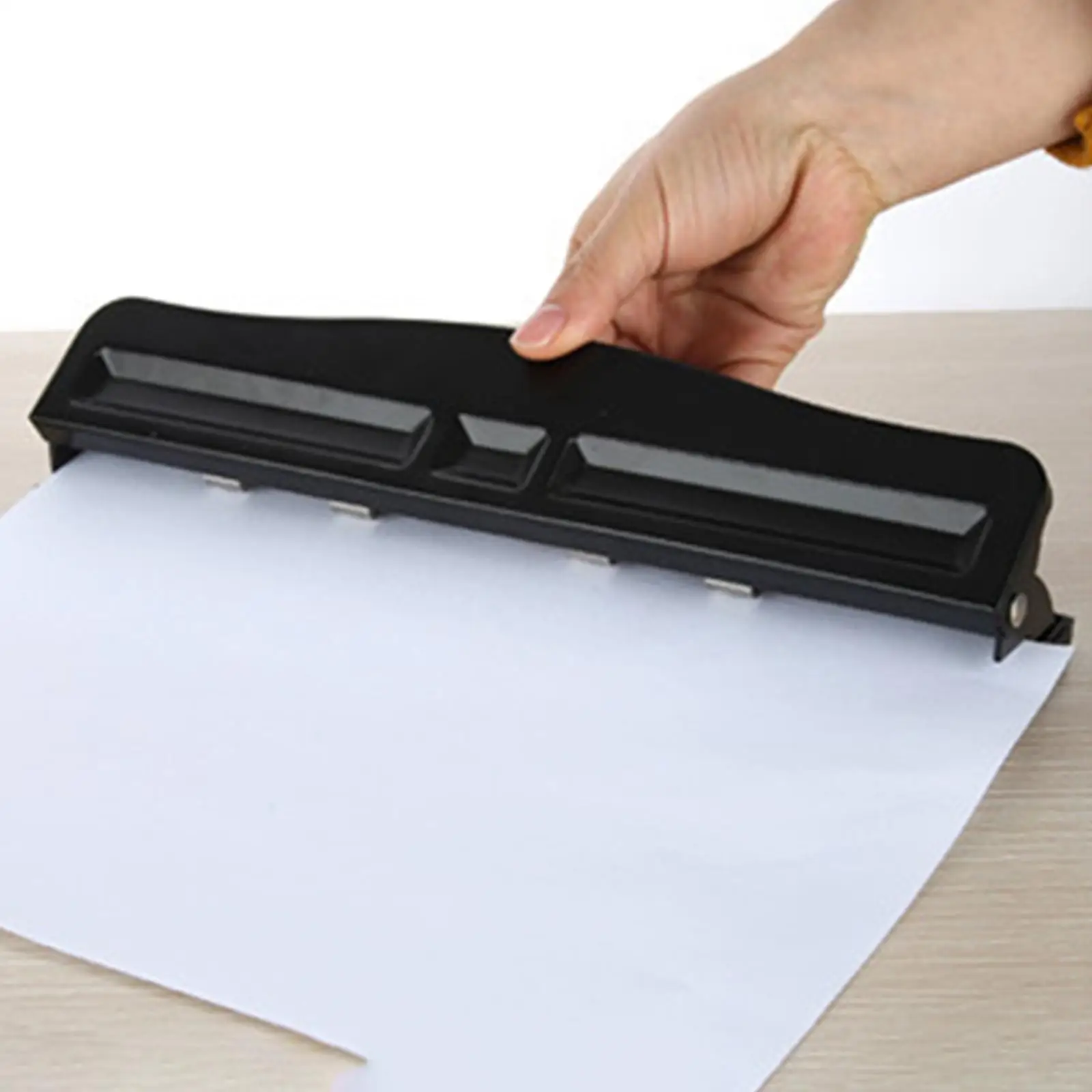 2 Pcs Black Metal 3 Hole Punch Adjustable Hole Puncher 3 Ring 20 Sheet  Capacity Paper Punch Portable Paper Puncher with Easy Clean Tray for Binder