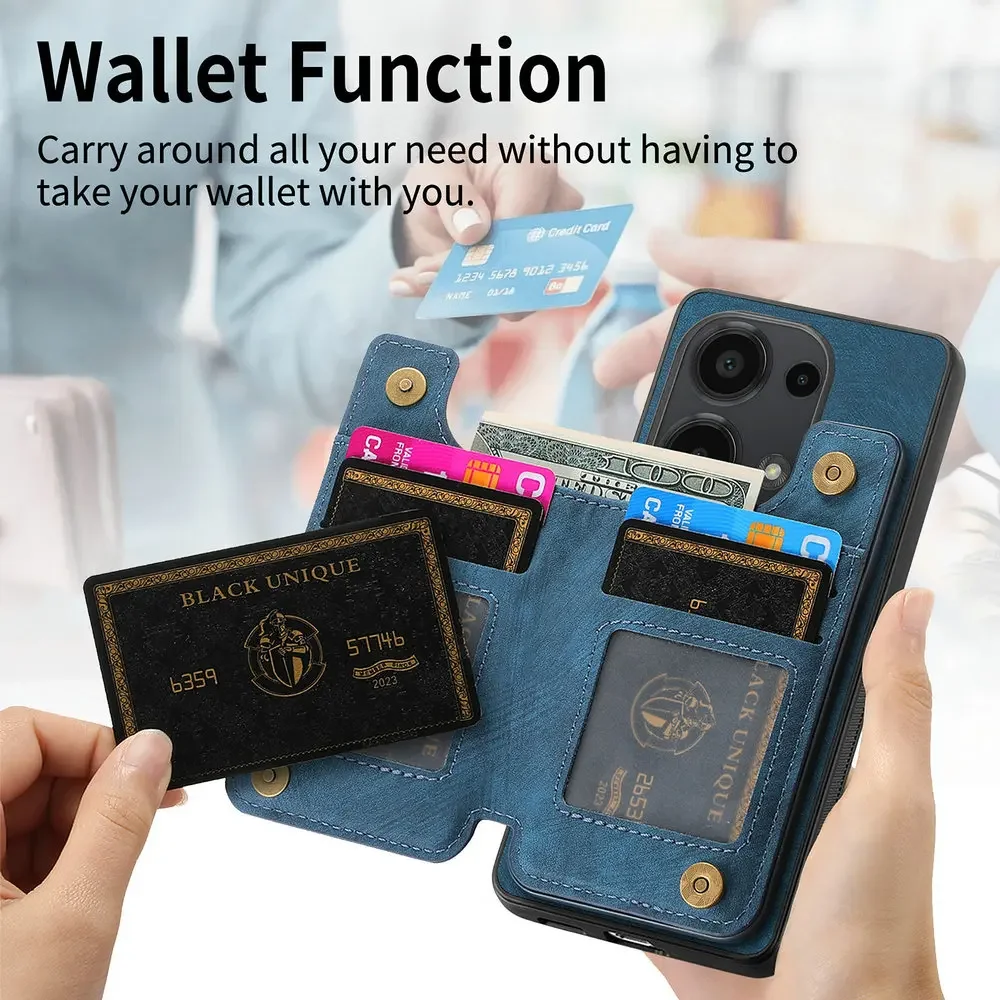 Zipper Leather Wallet Case with Card Holder and Back Cover