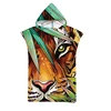 Microfiber Animal Printed Hooded Beach Towel for Adults Quick Dry Swimming Pool Poncho Tiger Lion Bath Towel With Cloak Bathrobe 4