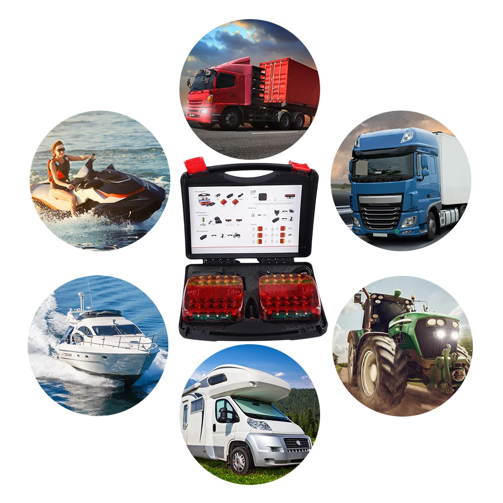 1set Wireless Trailer Lights LED Magnetic Waterproof  Tail Lights for Trailer Rechargeable Towing Light Kit for Trucks Boat RV V