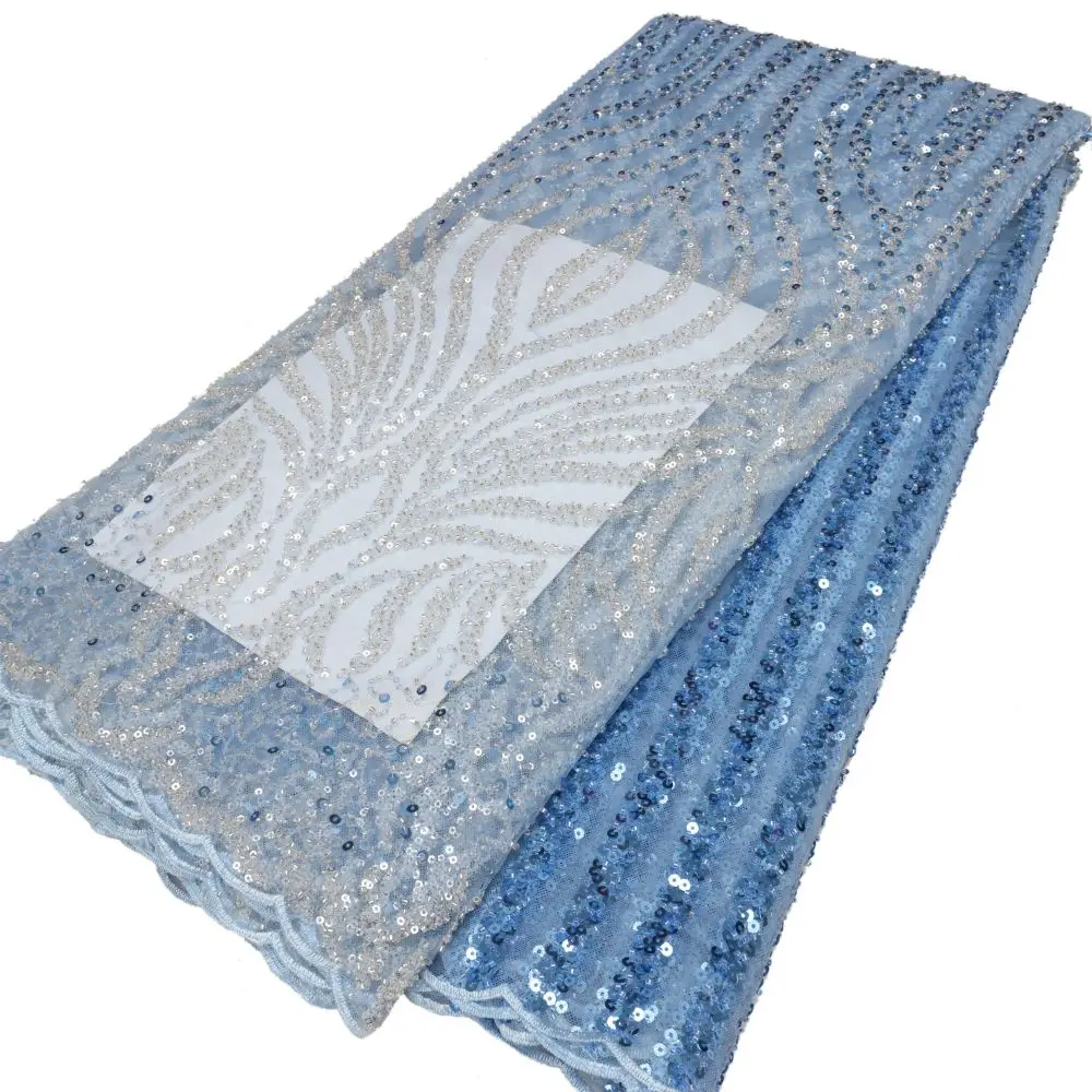 

Hot Sale Swiss Nigerian Africa Beaded Lace Fabric High Quality 2023 Wedding Dress Women Evening Dress