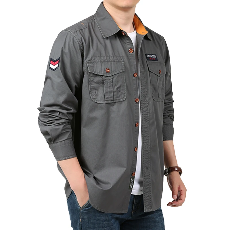 Men's Shirt 2024 Solid Color Men's Work Shirt Fashion Casual Shirt Spring And Autumn Men's Casual lapel Collar Men's Clothing
