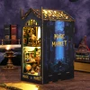 NEW DIY Wooden Book Nook Magic Market Doll House Kit with Light 3D Puzzle Bookshelf Assembly Bookend for Adults Birthday Gifts 4