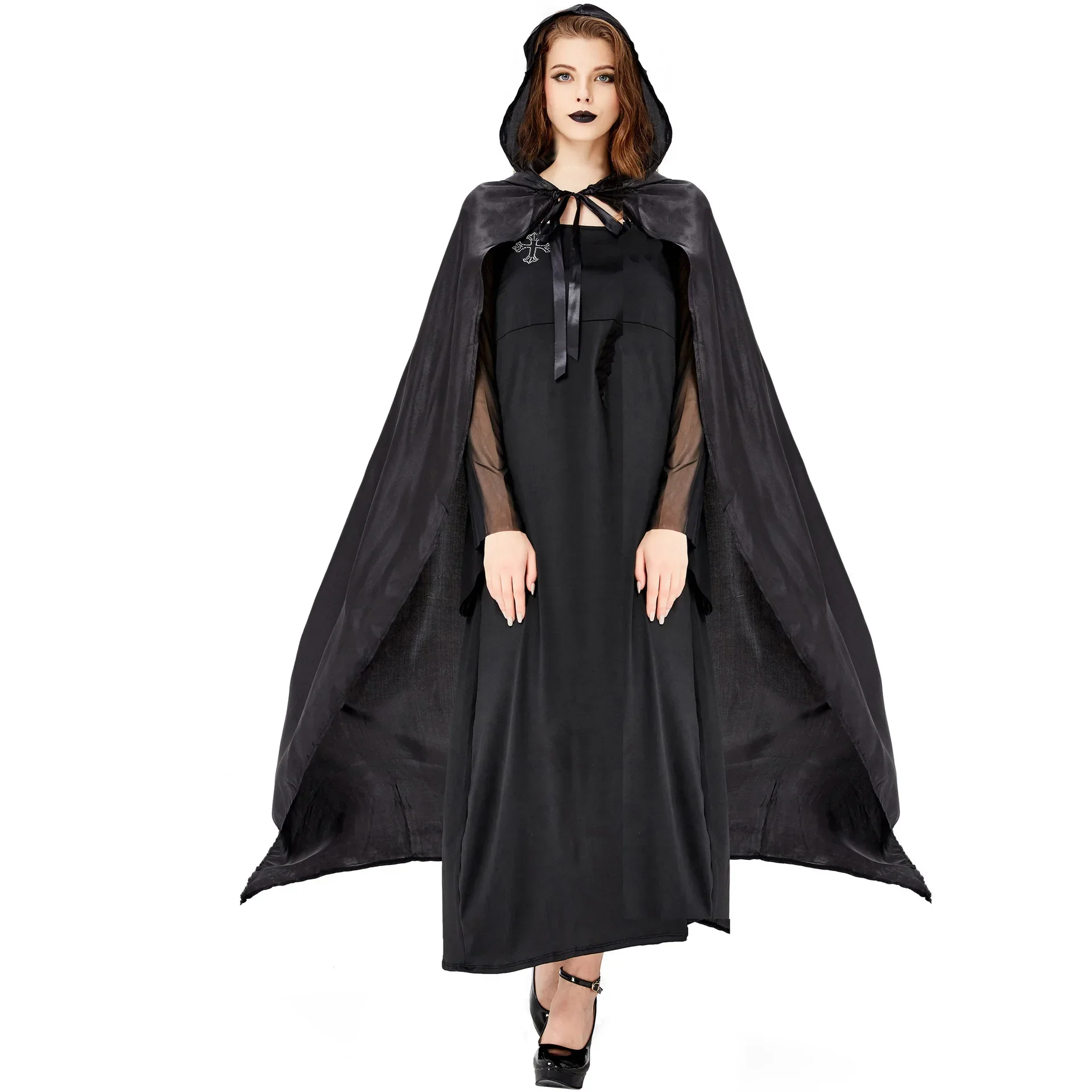 

Halloween Witch Evil Queen Ghost Vampire Robe Mage Stage Performance Costume