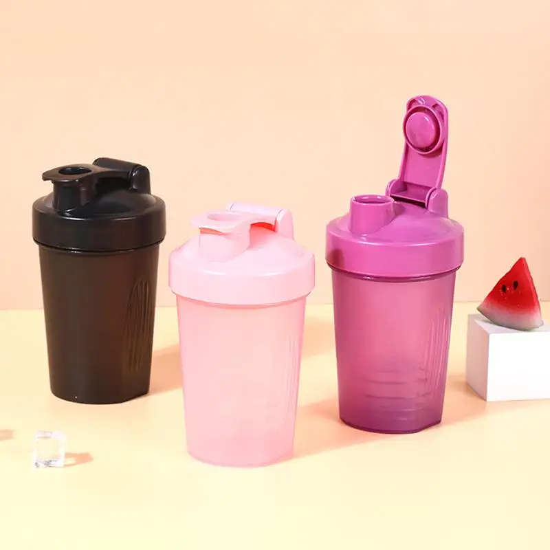 400ml 휴대용 플라스틱 쉐이커 컵 피트니스 단백질 파우더 쉐이크 믹서 컵 남성 피트니스 장비 및 액세서리 물컵