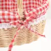 Little Red Riding Hood Basket Rattan Storage Hand-woven Baskets Small Wicker Picnic with Handle 3